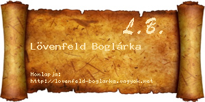 Lövenfeld Boglárka névjegykártya